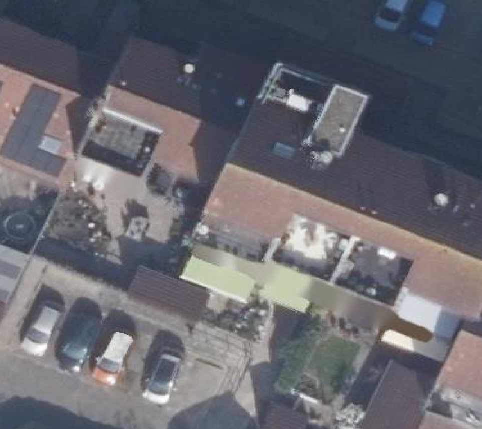 True ortho Luchtfoto op daksegment ingezoomd