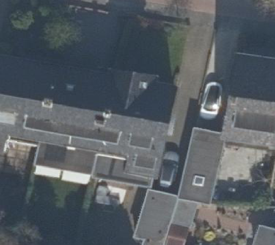 True ortho Luchtfoto op daksegment ingezoomd
