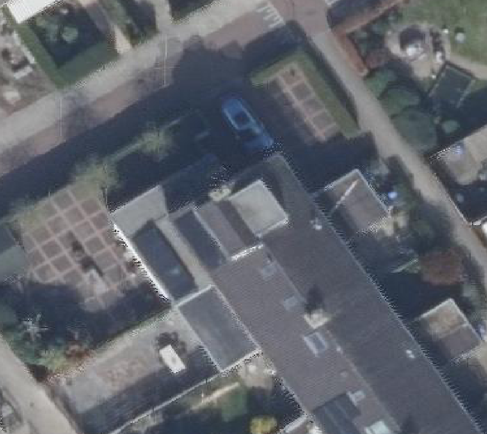 True ortho luchtfoto van Naarden met zicht op woning