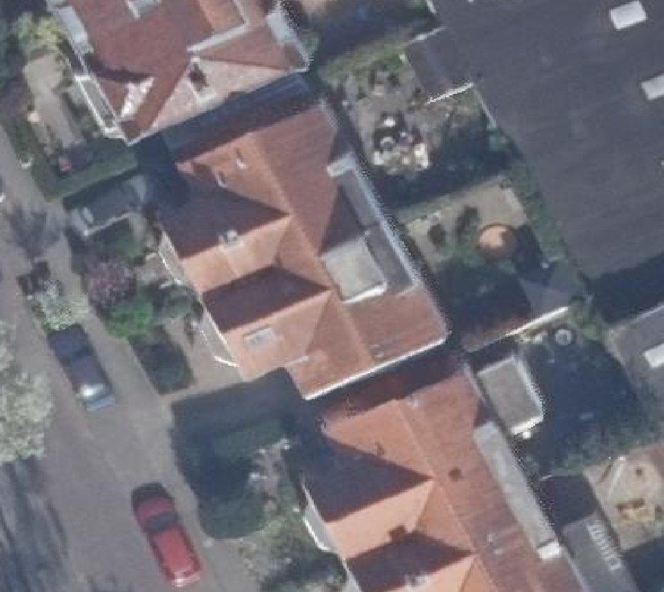 True ortho Luchtfoto op daksegment ingezoomd