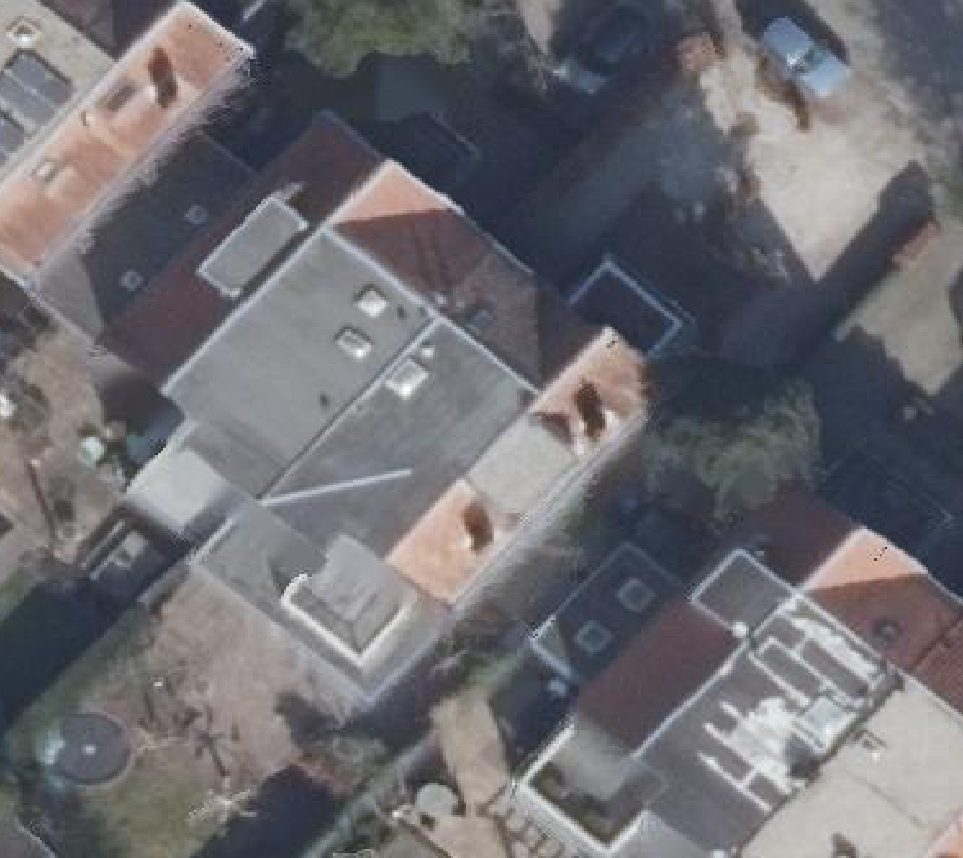 True ortho luchtfoto van Bussum met zicht op woning