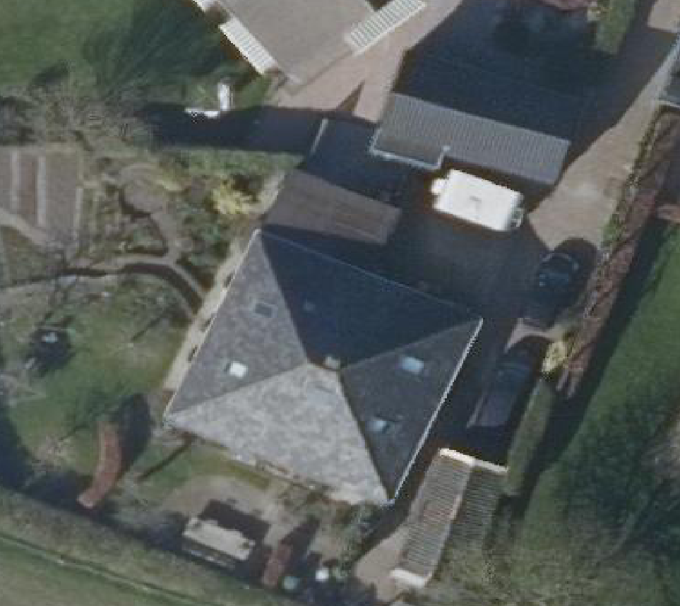 True ortho Luchtfoto op daksegment ingezoomd