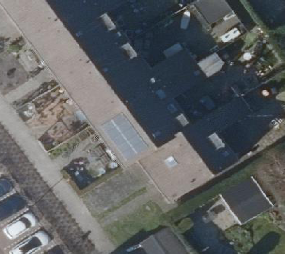 True ortho Luchtfoto op daksegment ingezoomd