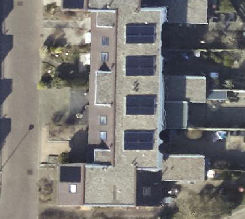 True ortho Luchtfoto op daksegment ingezoomd