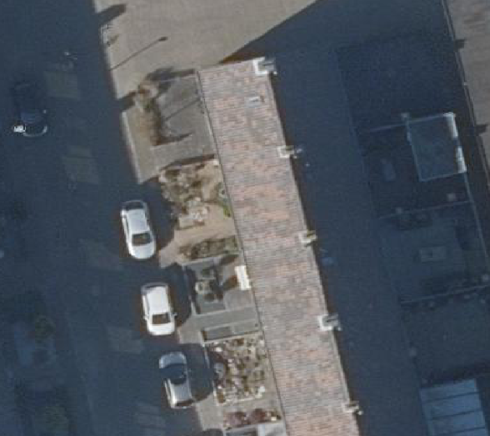 True ortho Luchtfoto op daksegment ingezoomd