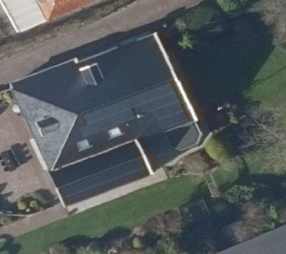 True ortho Luchtfoto op daksegment ingezoomd