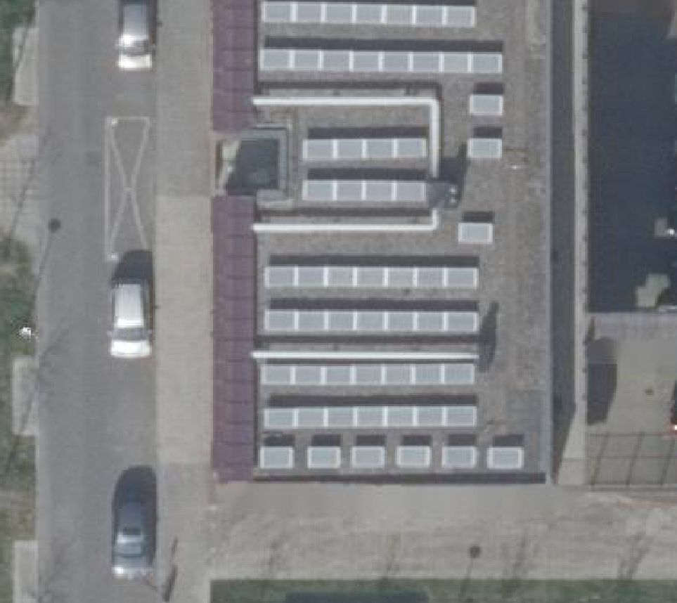True ortho Luchtfoto op daksegment ingezoomd