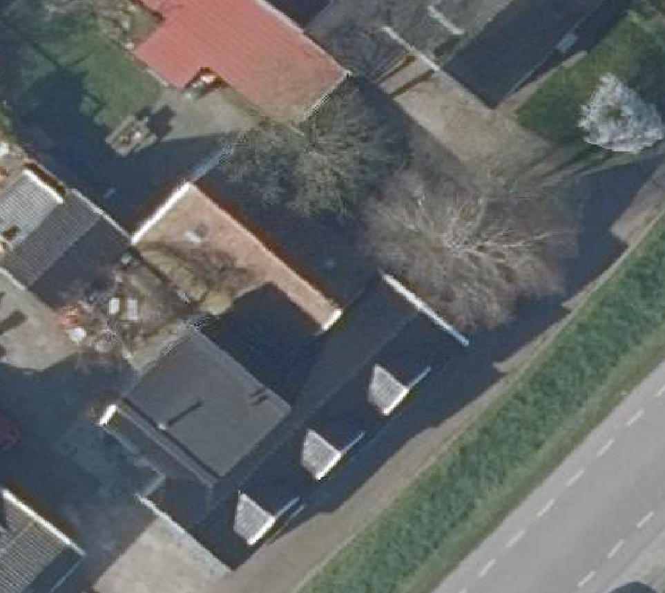 True ortho Luchtfoto op daksegment ingezoomd