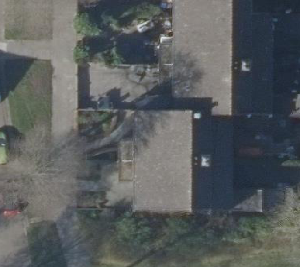 True ortho Luchtfoto op daksegment ingezoomd