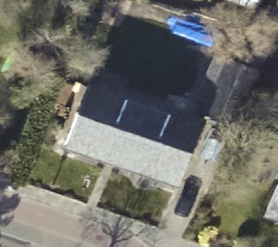True ortho Luchtfoto op daksegment ingezoomd
