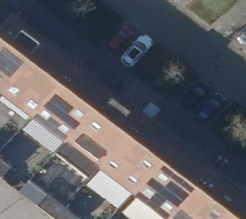True ortho Luchtfoto op daksegment ingezoomd