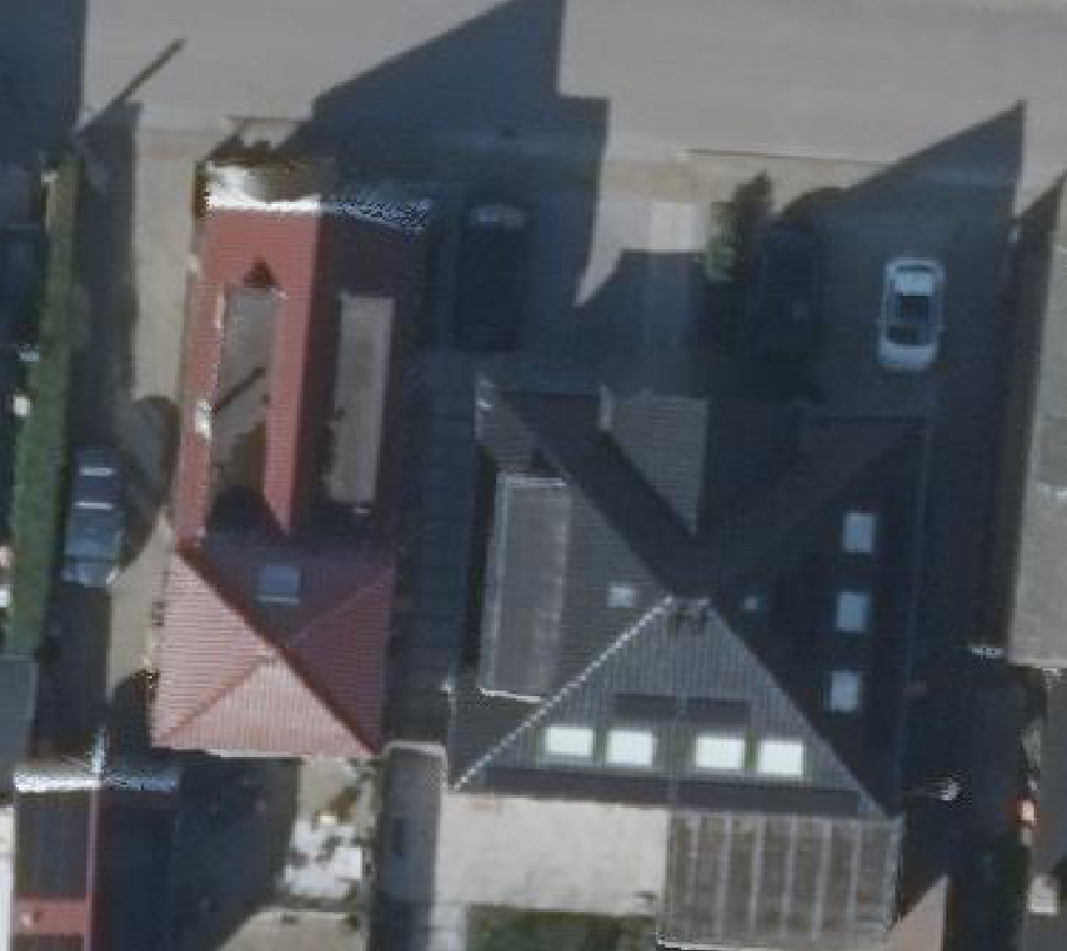 True ortho Luchtfoto op daksegment ingezoomd