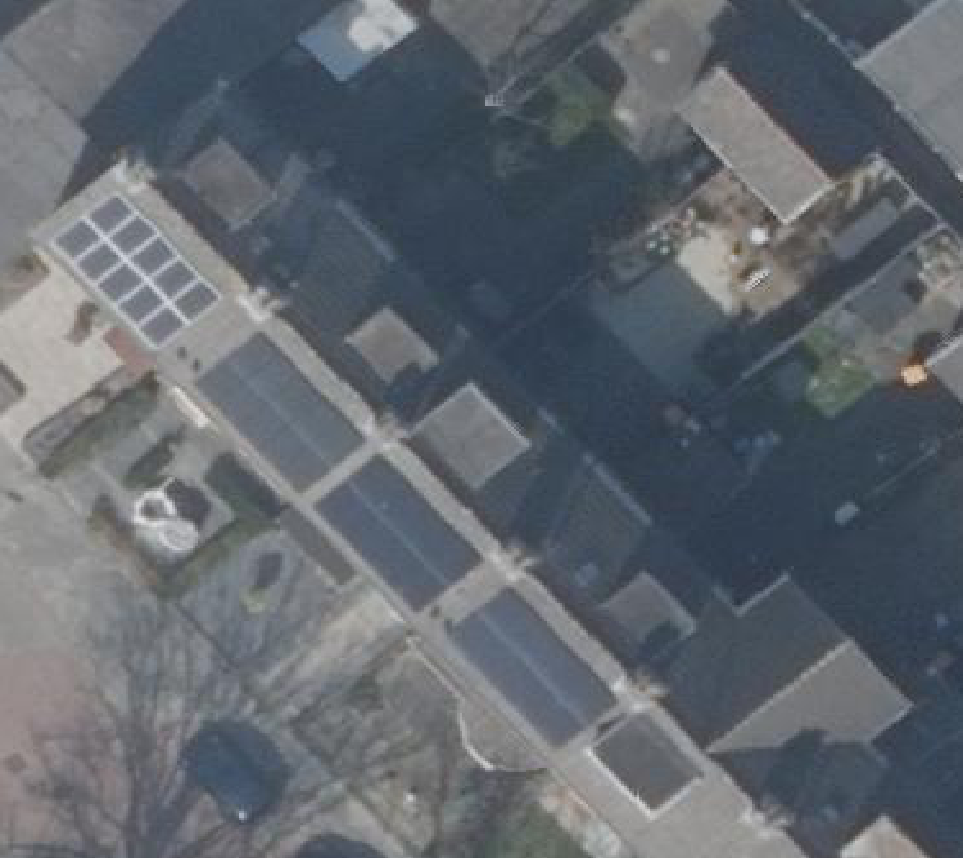 True ortho Luchtfoto op daksegment ingezoomd