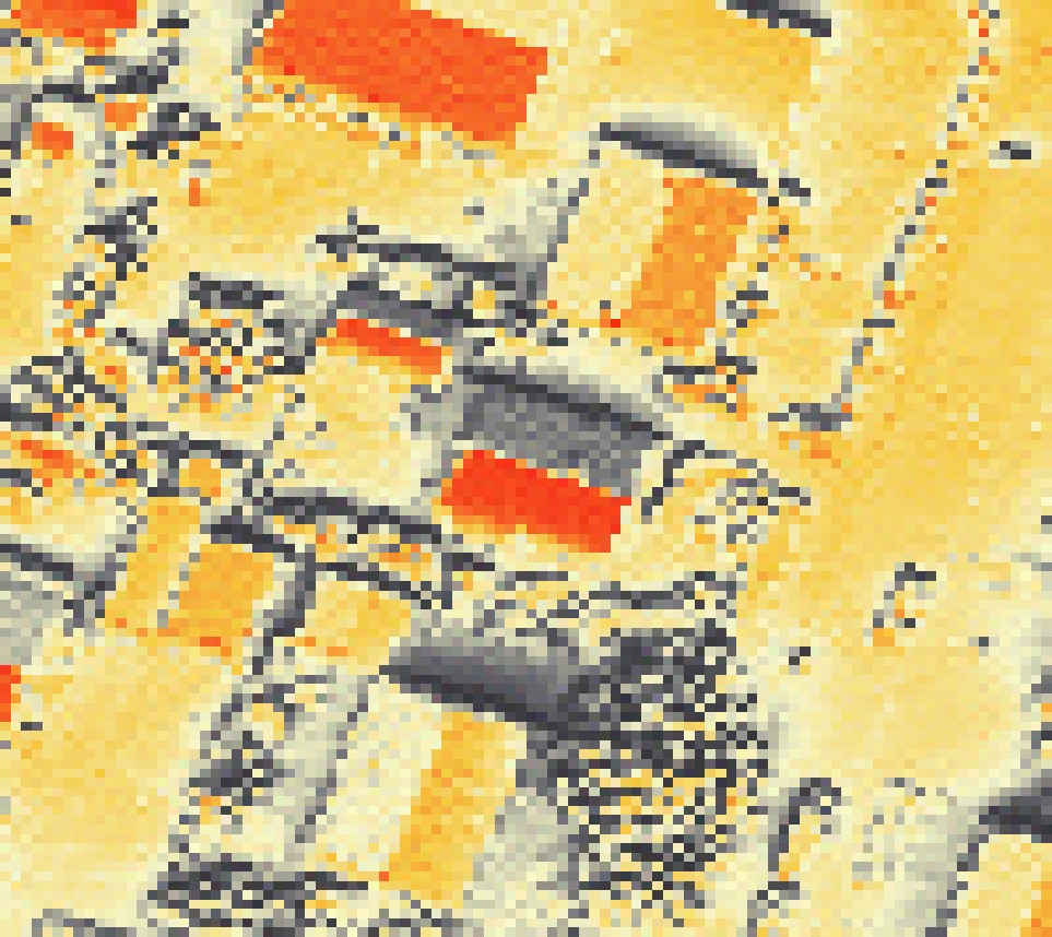 PV-irradiatie op daksegment met intensiteitsverdeling van zonlicht