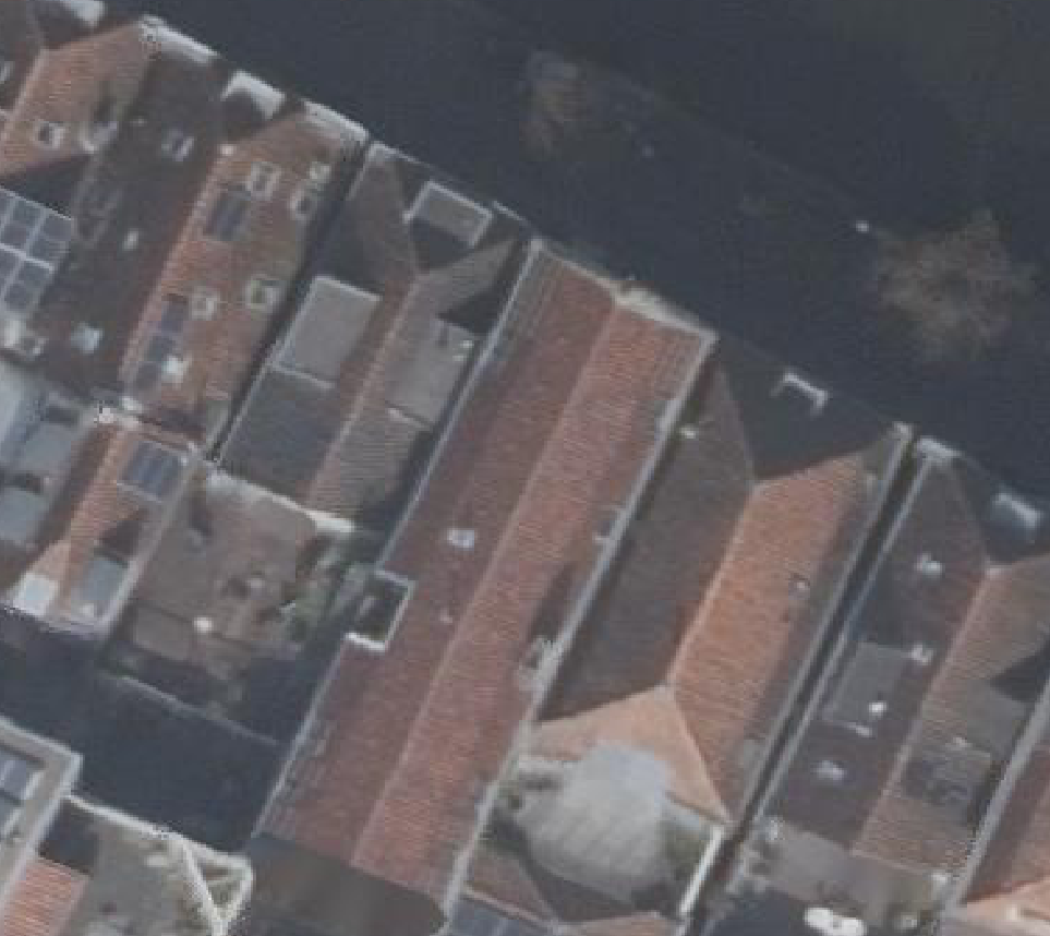 True ortho Luchtfoto op daksegment ingezoomd