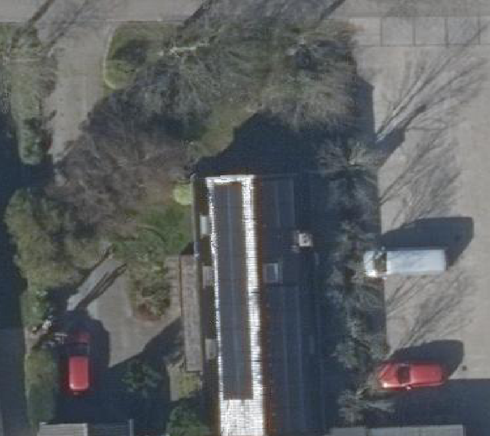 True ortho Luchtfoto op daksegment ingezoomd