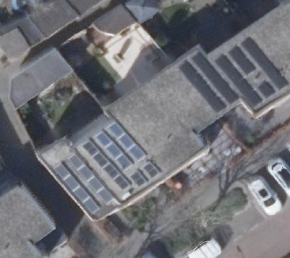 True ortho Luchtfoto op daksegment ingezoomd