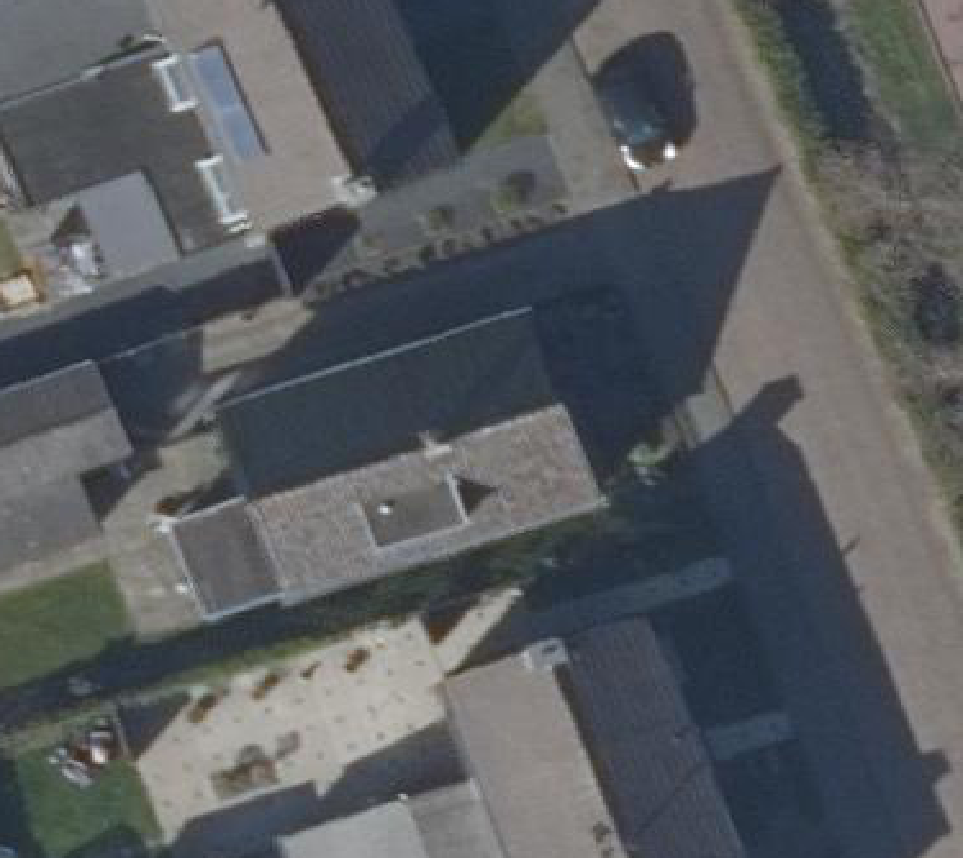 True ortho Luchtfoto op daksegment ingezoomd