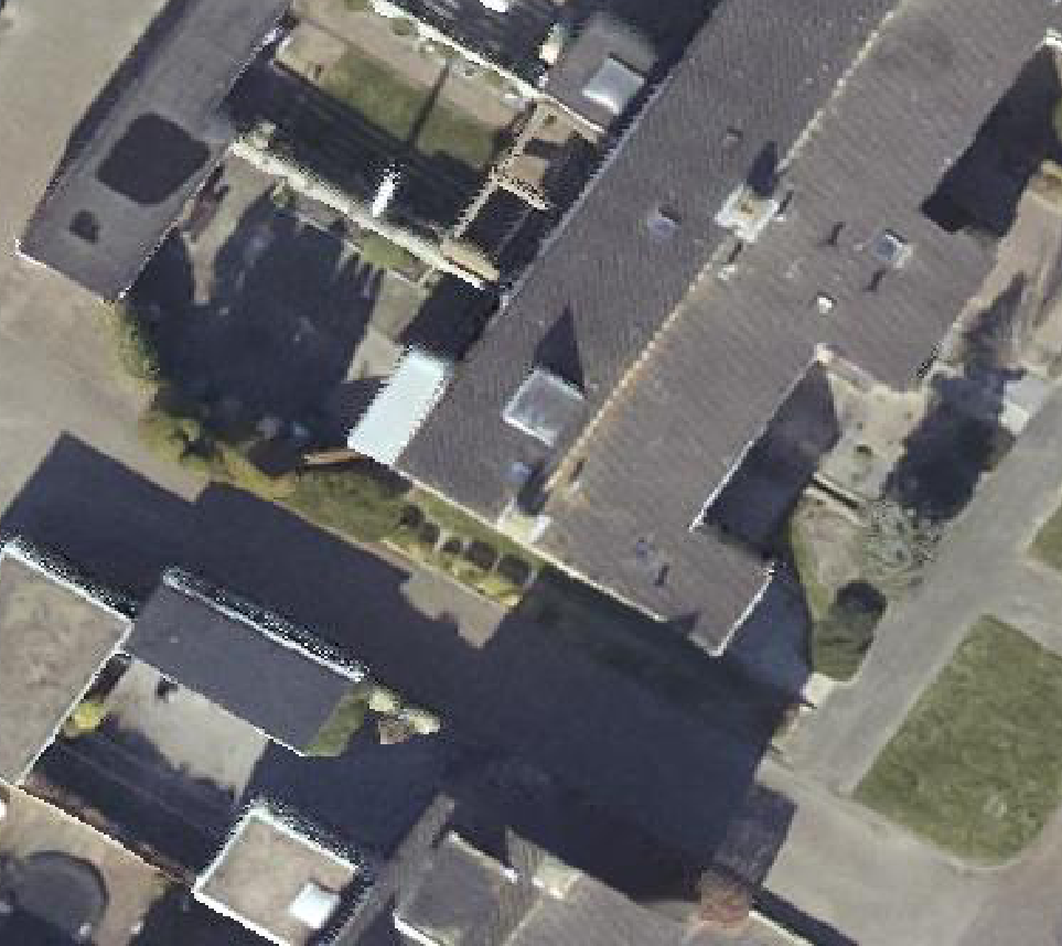 True ortho Luchtfoto op daksegment ingezoomd