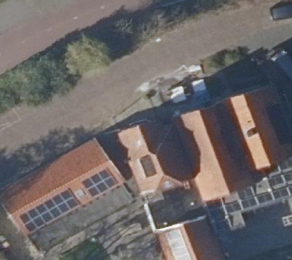True ortho Luchtfoto op daksegment ingezoomd